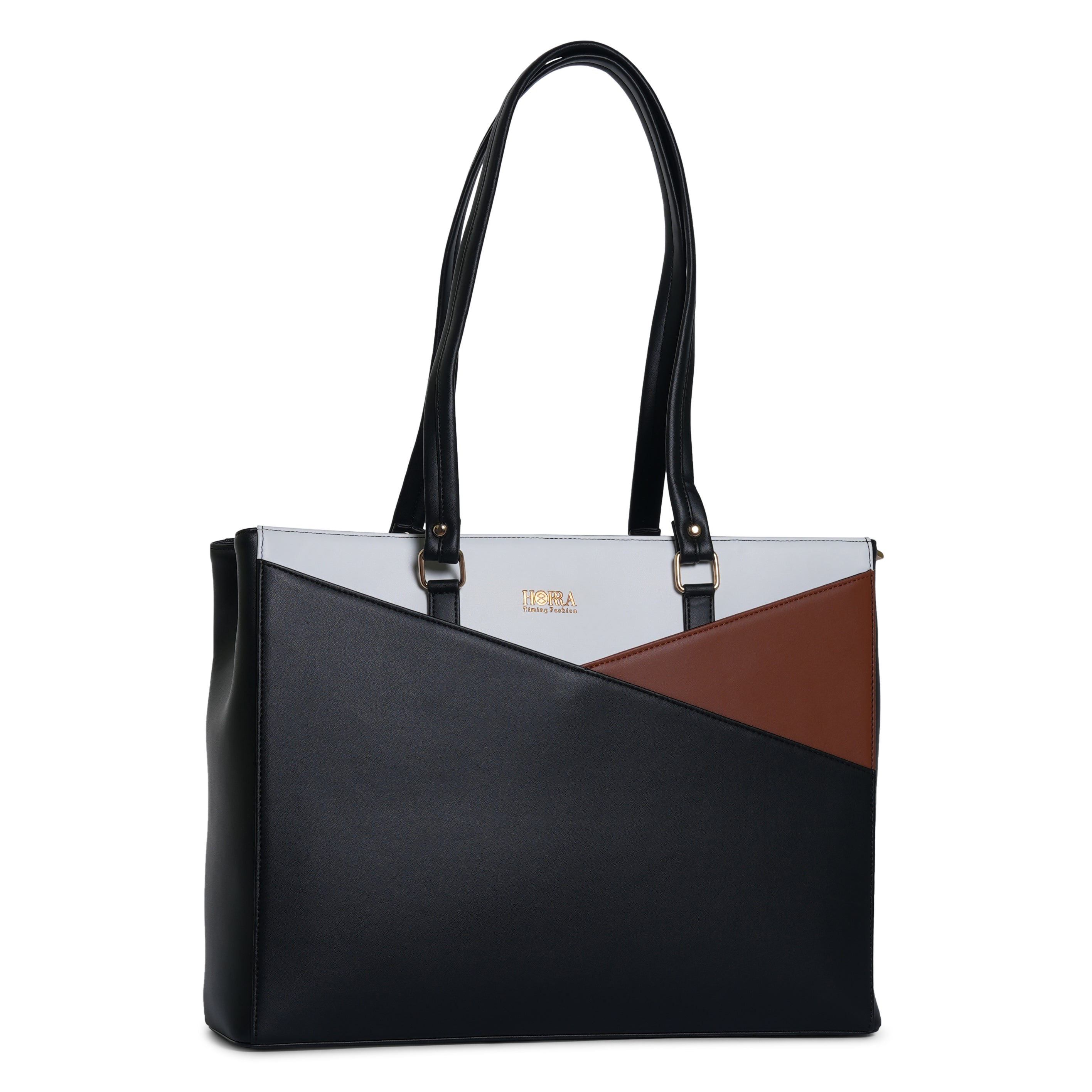 HORRA Vegan Leather 14 Inch Laptop Tote Bag For Women Office Use With Padded Laptop Compartment