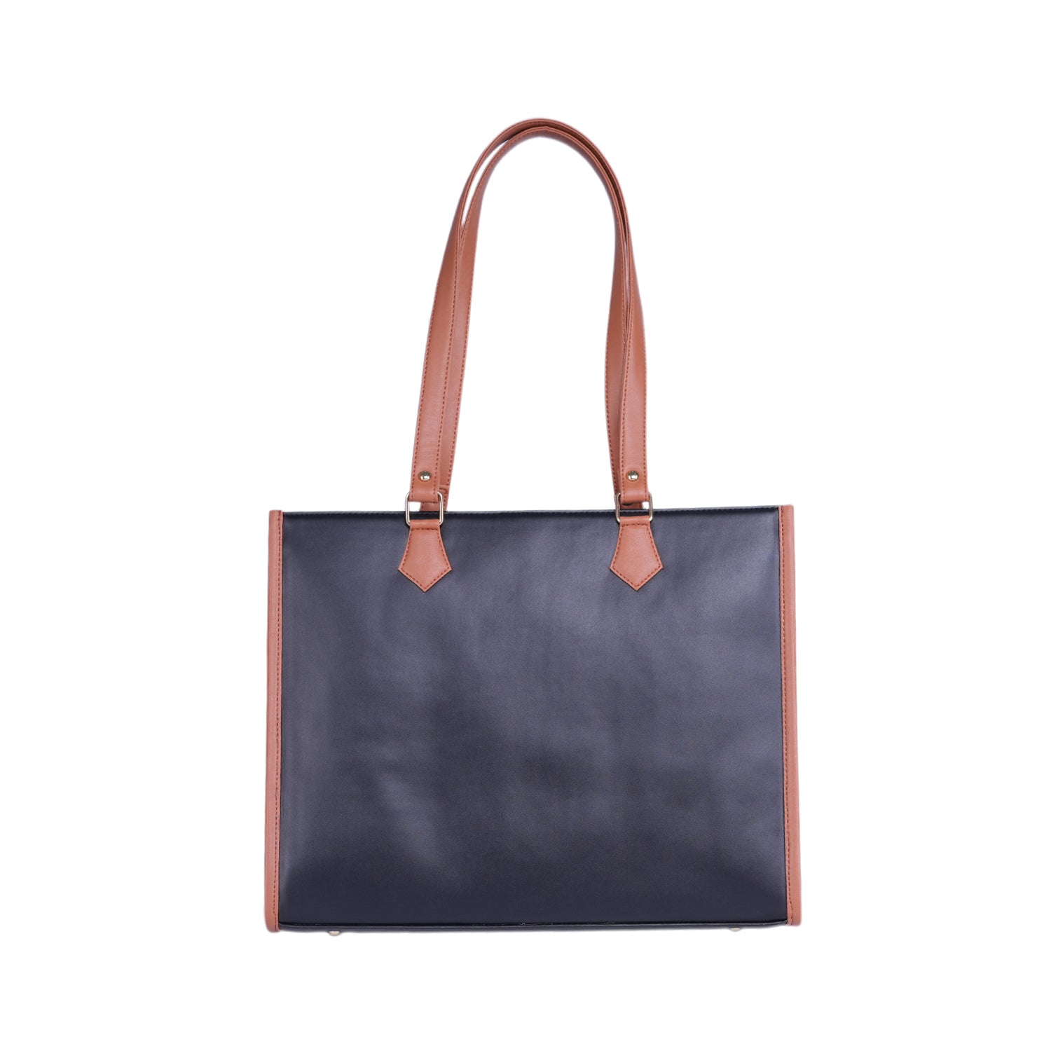 HORRA Vegan Leather Shoulder Bag For Women With External Pocket - Black | Fits 13 Inch Laptop