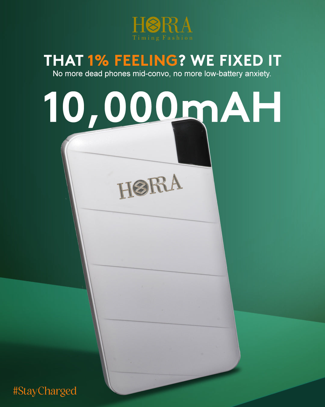 HORRA 10,000 mAH Fast Charging Compact Power Bank With Four Charging Ports