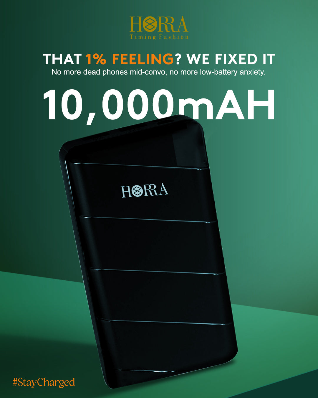 HORRA 10,000 mAH Fast Charging Compact Power Bank With Four Charging Ports
