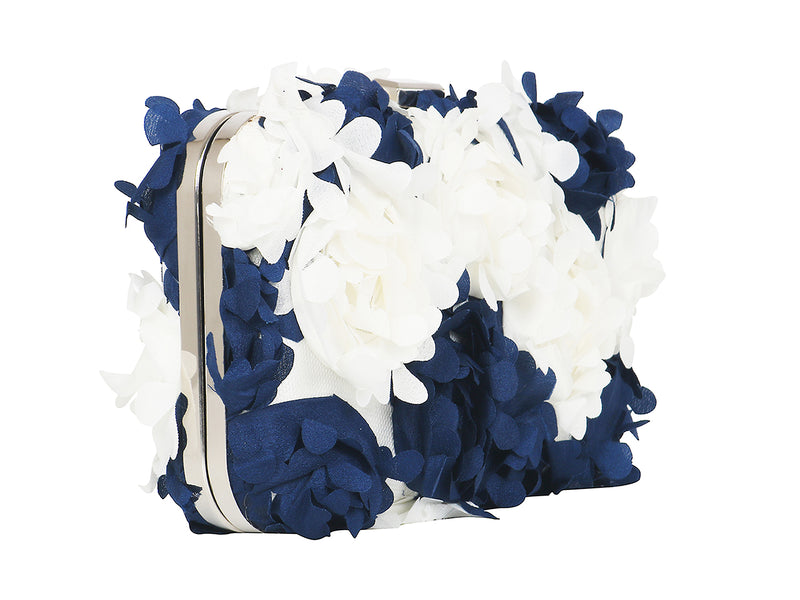 Blue & White Solid Gadernia Clutch - Horra Luxury