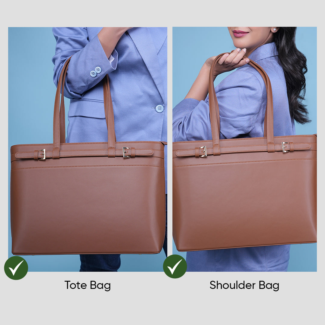 HORRA 14 Inch Laptop Shoulder Bag For Women Office use| Laptop Tote Bag for Work| For College| Latest Stylish Ladies Laptop Handbag |Vegan Leather Handbag | Daily &amp; Travel Use |