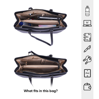 HORRA 14 Inch Laptop Tote Bag For Women Office use | Laptop Shoulder Bag for Work| For College| Latest Stylish Ladies Laptop Handbag|Vegan Leather Handbag | Daily &amp; Travel Use |