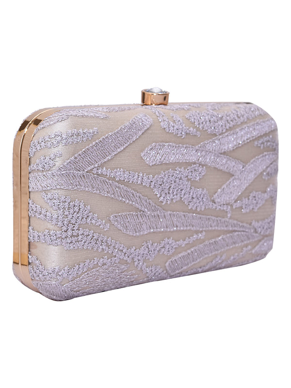 Horra Embroidered Casual Clutch With Detachable Sling Chain