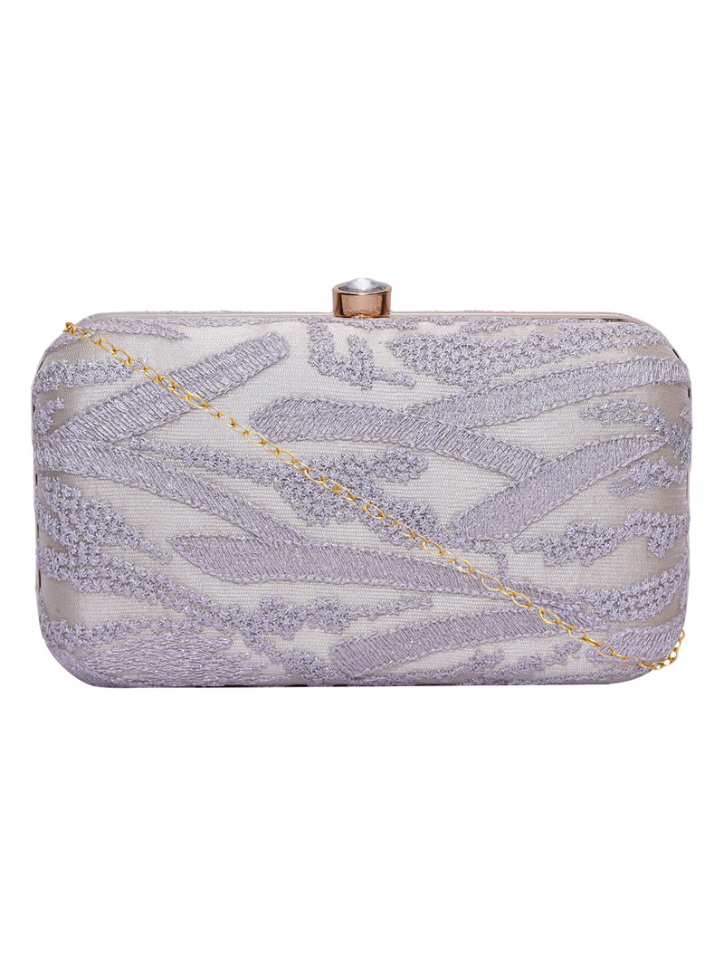 Horra Embroidered Casual Clutch With Detachable Sling Chain
