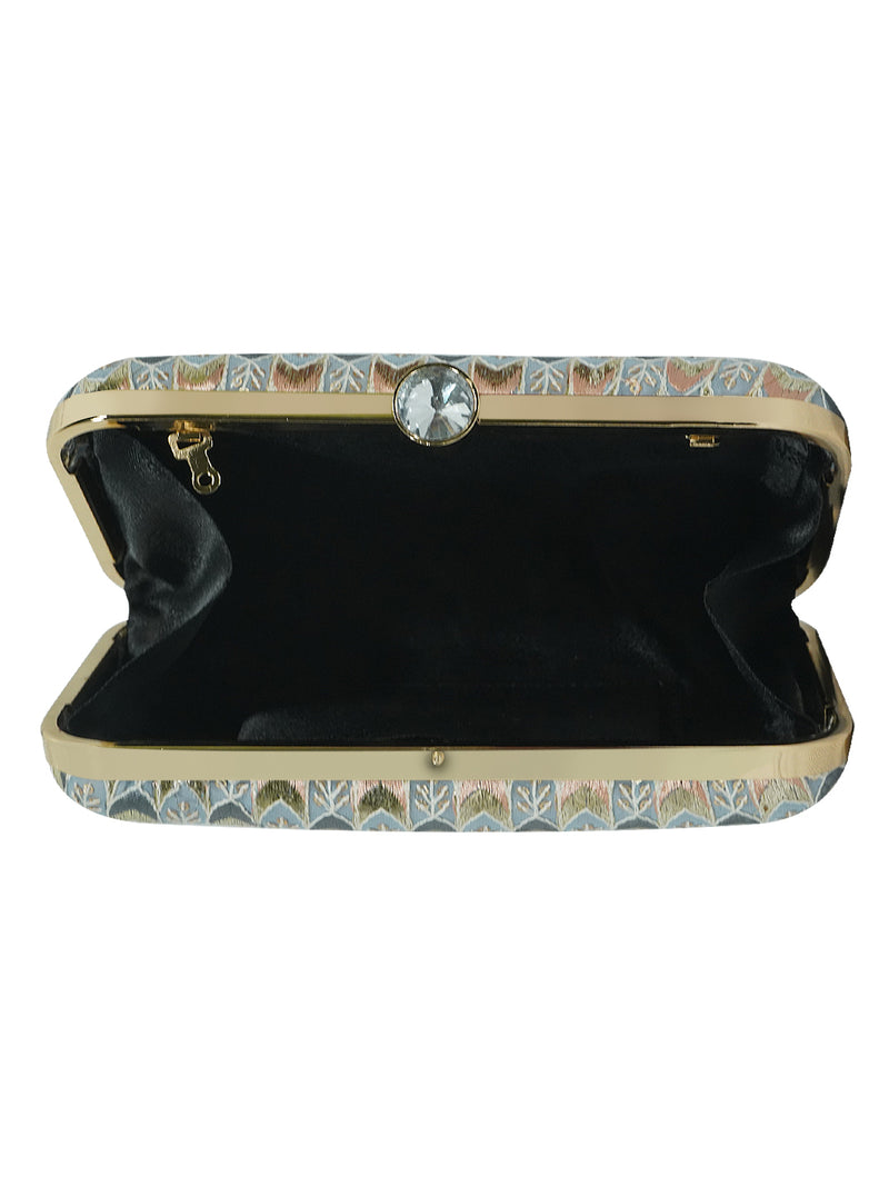 HORRA EMBROIDERY PARTY CLUTCH WITH DETACHABLE CHAIN SLING