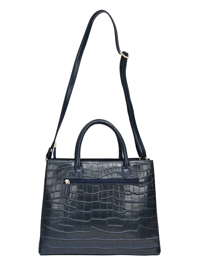 Horra Croco Texture Handbag With Detachable Sling Strap