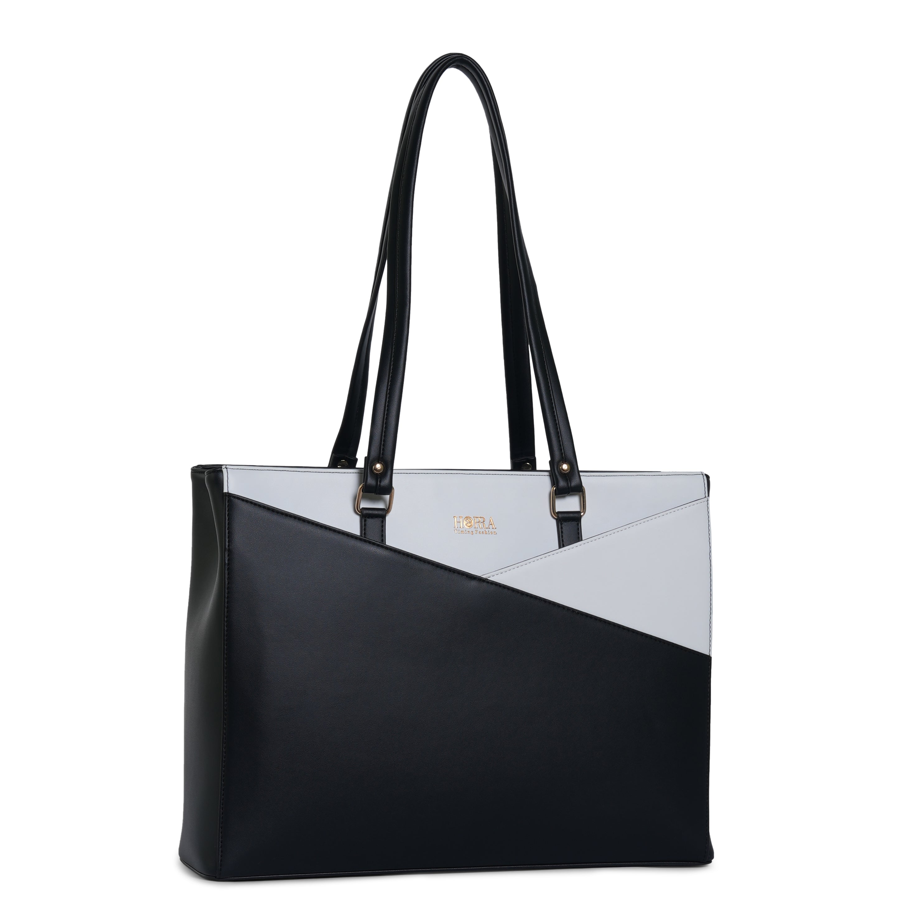 HORRA Vegan Leather 14 Inch Laptop Tote Bag For Women Office Use With Padded Laptop Compartment