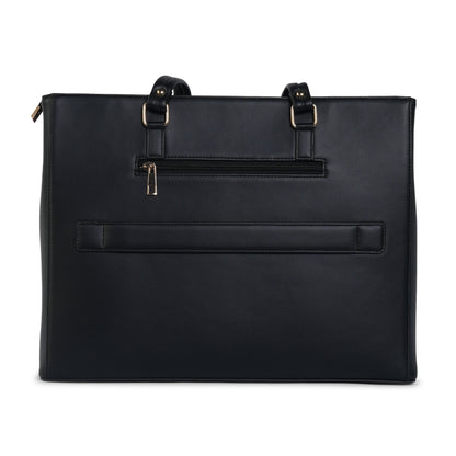 HORRA Vegan Leather 14 Inch Laptop Tote Bag For Women Office Use With Padded Laptop Compartment