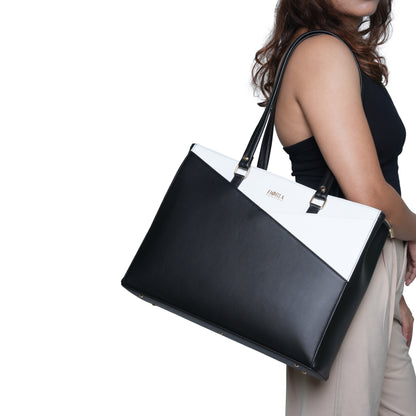 HORRA Vegan Leather 14 Inch Laptop Tote Bag For Women Office Use With Padded Laptop Compartment