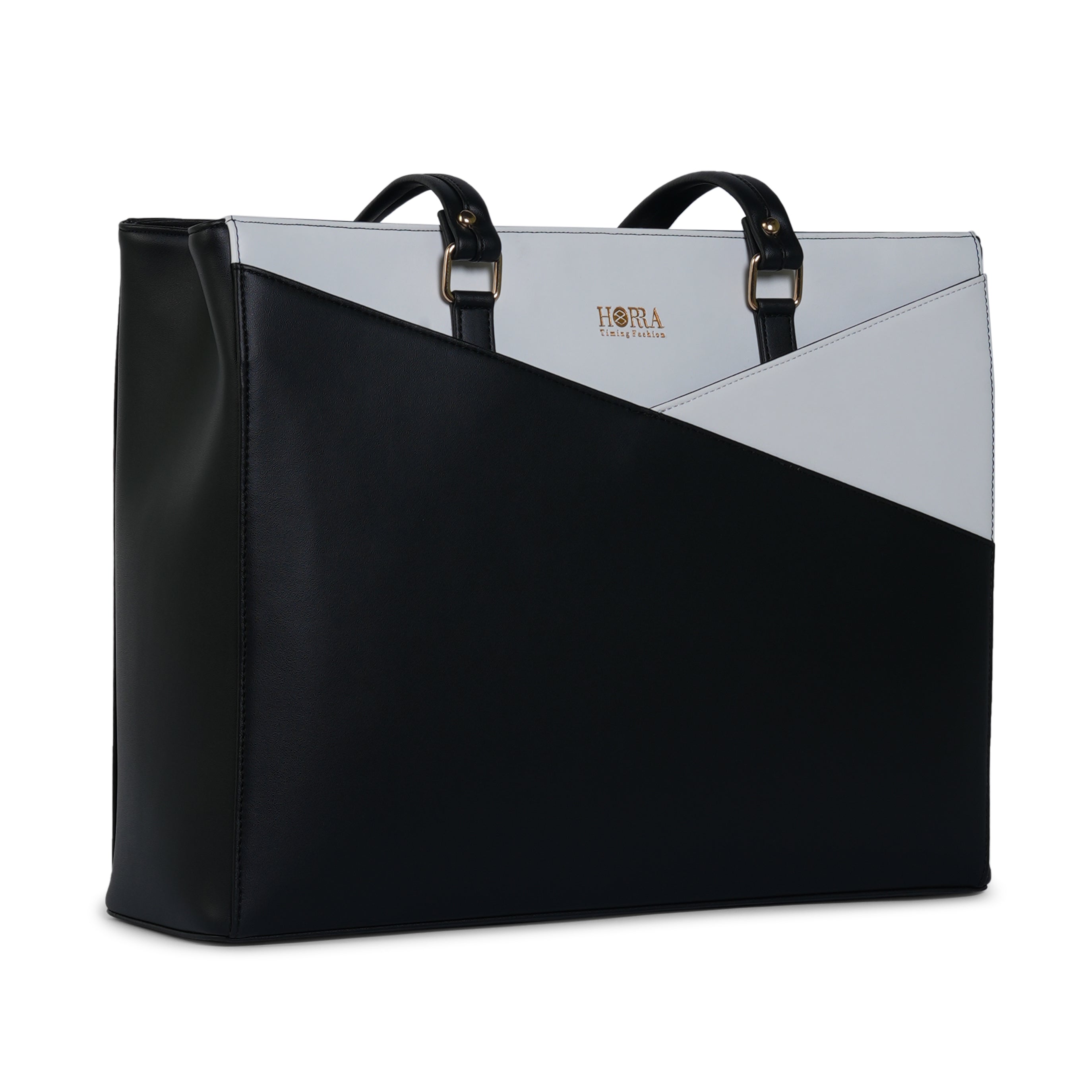 HORRA Vegan Leather 14 Inch Laptop Tote Bag For Women Office Use With Padded Laptop Compartment