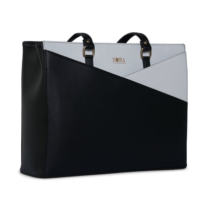 HORRA Vegan Leather 14 Inch Laptop Tote Bag For Women Office Use With Padded Laptop Compartment
