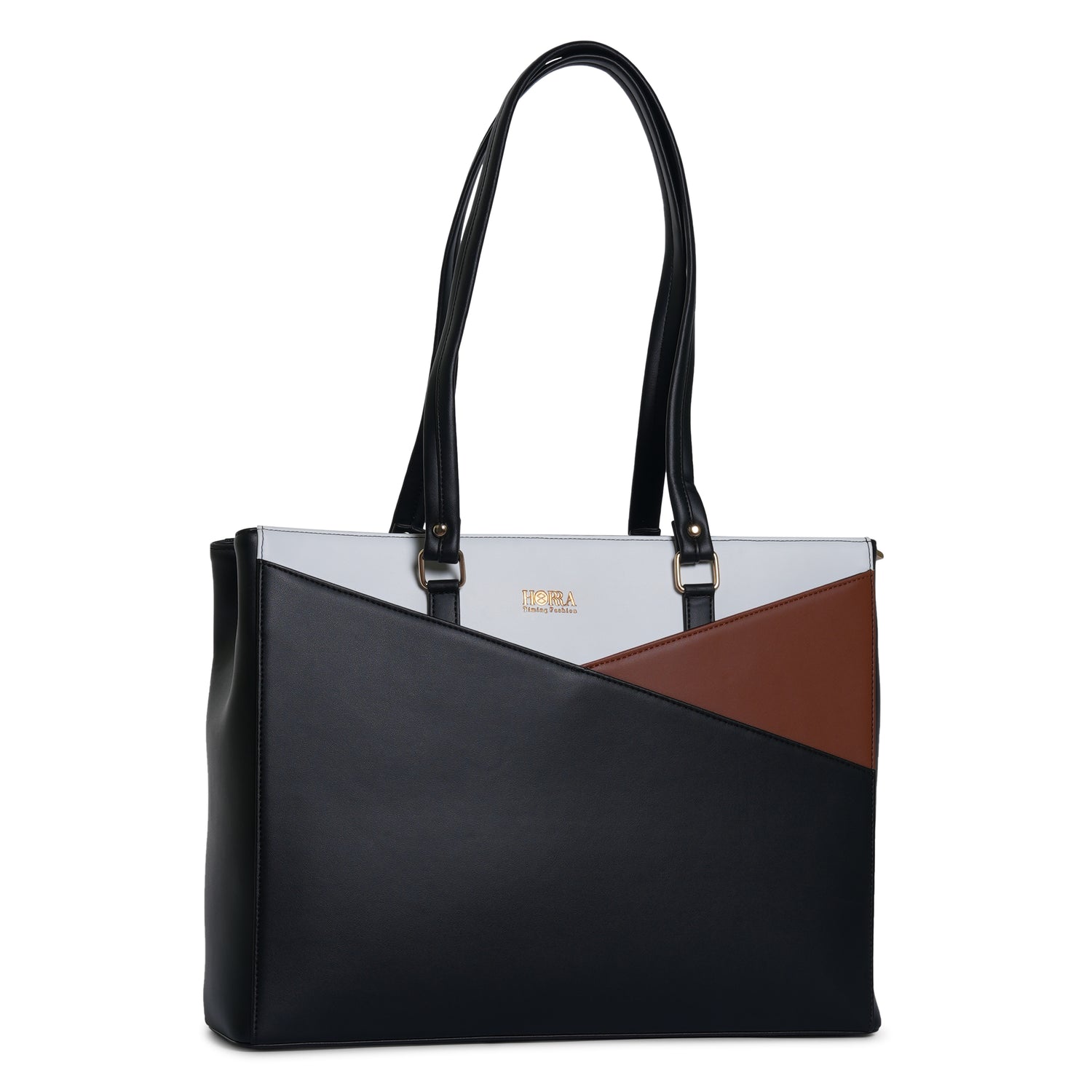HORRA Vegan Leather 14 Inch Laptop Tote Bag For Women Office Use With Padded Laptop Compartment