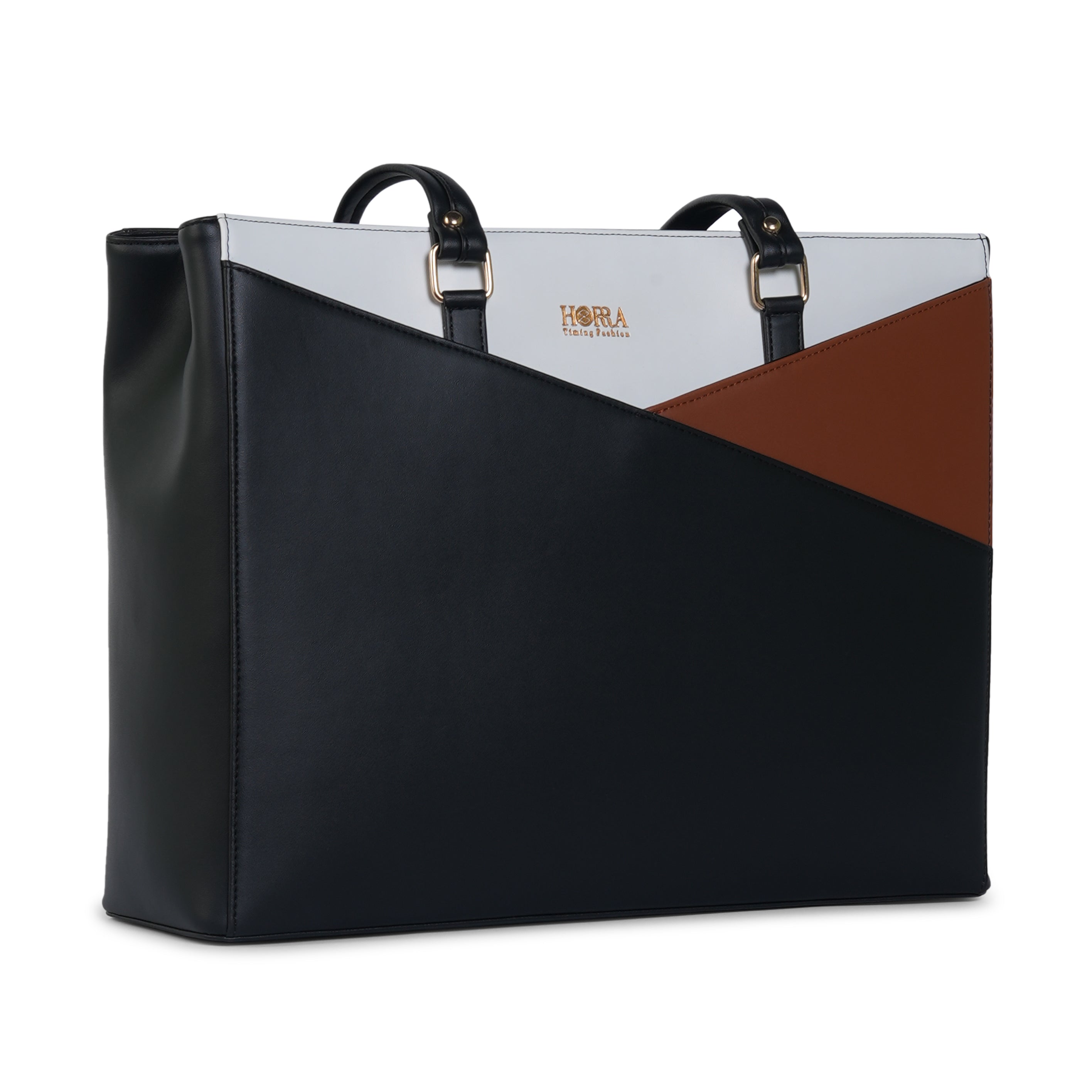 HORRA Vegan Leather 14 Inch Laptop Tote Bag For Women Office Use With Padded Laptop Compartment