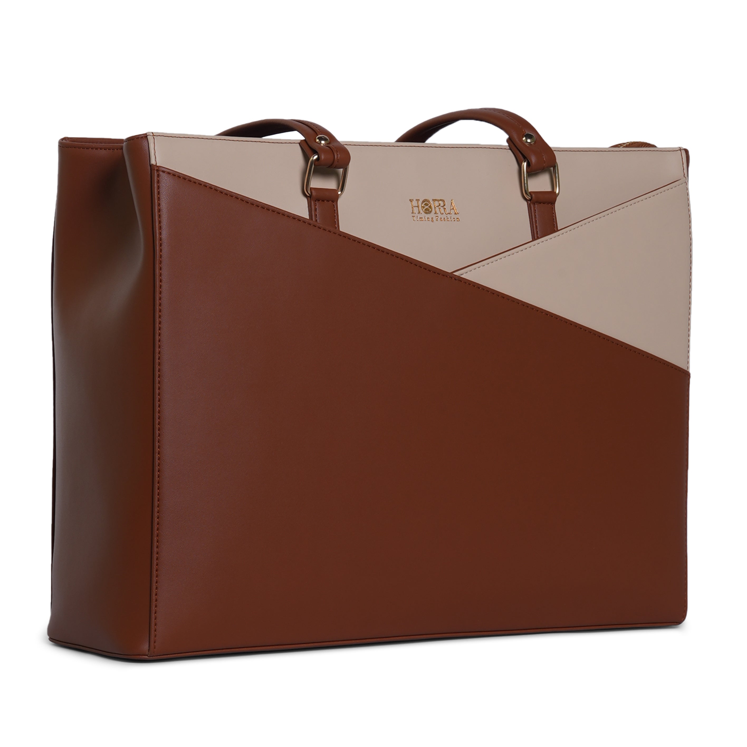 HORRA Vegan Leather 14 Inch Laptop Tote Bag For Women Office Use With Padded Laptop Compartment