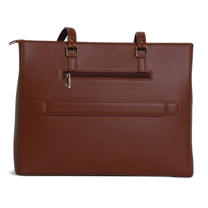 HORRA Vegan Leather 14 Inch Laptop Tote Bag For Women Office Use With Padded Laptop Compartment
