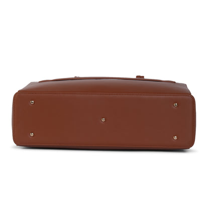 HORRA Vegan Leather 14 Inch Laptop Tote Bag For Women Office Use With Padded Laptop Compartment