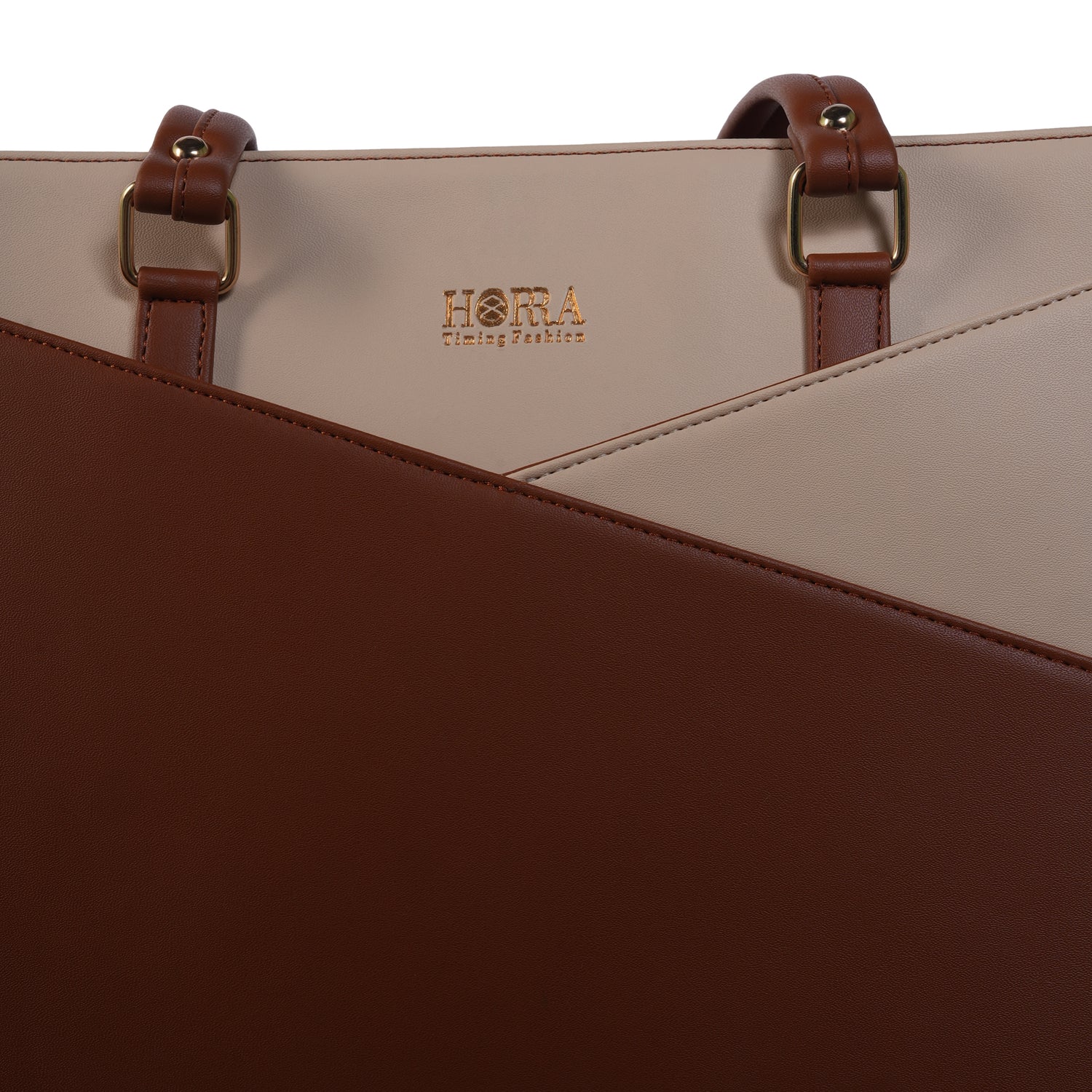 HORRA Vegan Leather 14 Inch Laptop Tote Bag For Women Office Use With Padded Laptop Compartment
