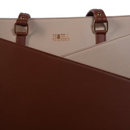 HORRA Vegan Leather 14 Inch Laptop Tote Bag For Women Office Use With Padded Laptop Compartment