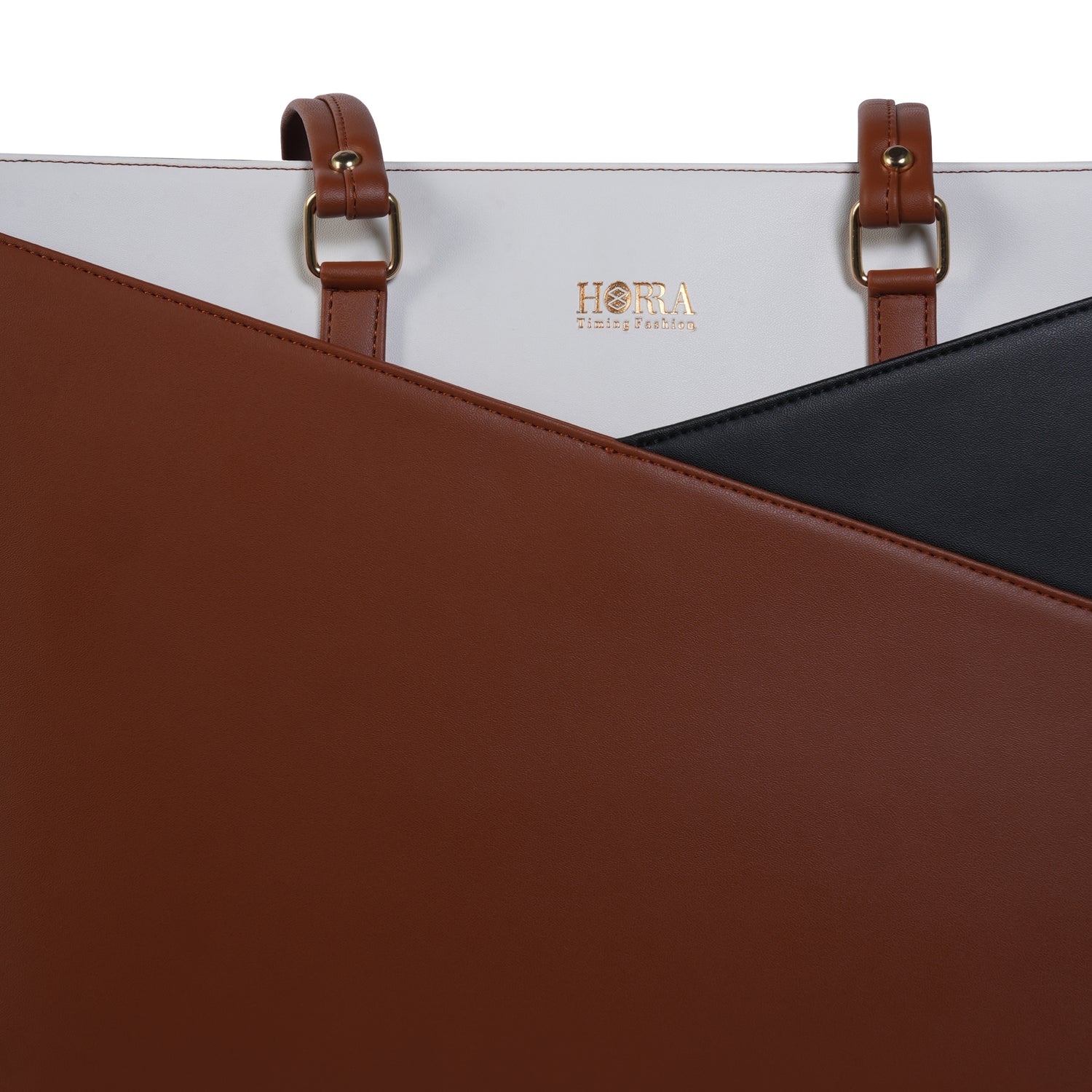 HORRA Vegan Leather 14 Inch Laptop Tote Bag For Women Office Use With Padded Laptop Compartment