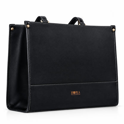 HORRA 14-Inch Laptop Tote Bag Stylish Vegan Leather Office Handbag with Adjustable Shoulder Strap for Women