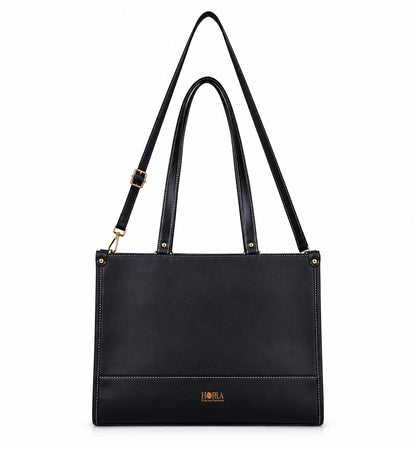 HORRA 14-Inch Laptop Tote Bag Stylish Vegan Leather Office Handbag with Adjustable Shoulder Strap for Women
