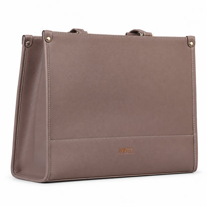 HORRA 14-Inch Laptop Tote Bag Stylish Vegan Leather Office Handbag with Adjustable Shoulder Strap for Women