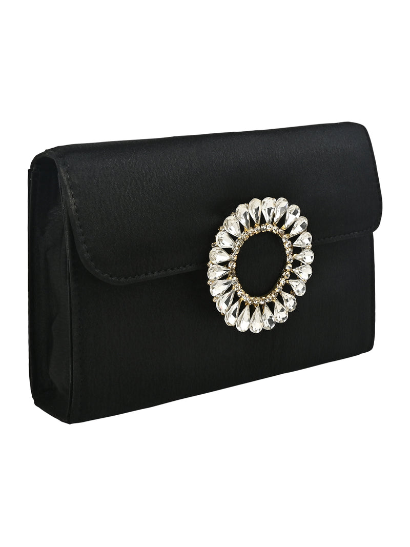 HORRA EMBELISSHED WEDDING BROOCH CLUTCH WITH CHAIN SLING