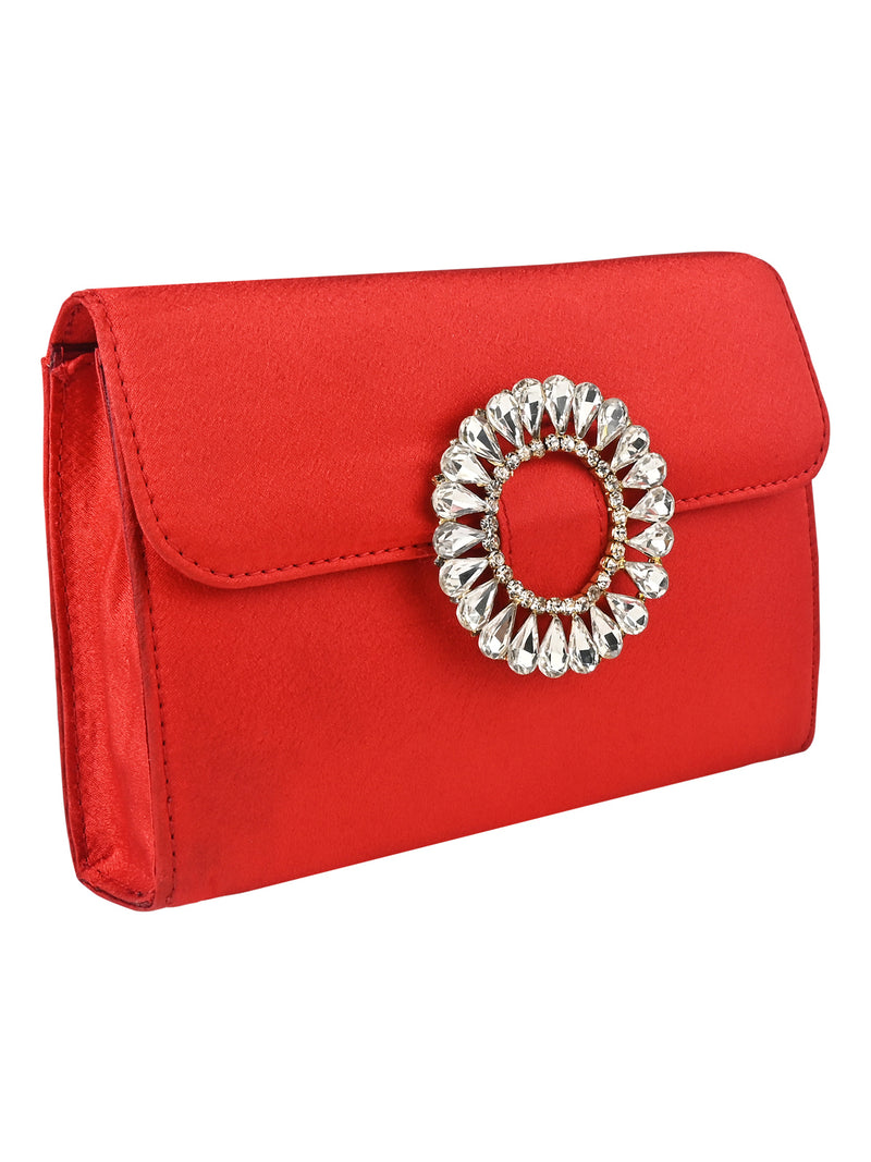 HORRA EMBELISSHED WEDDING BROOCH CLUTCH WITH CHAIN SLING