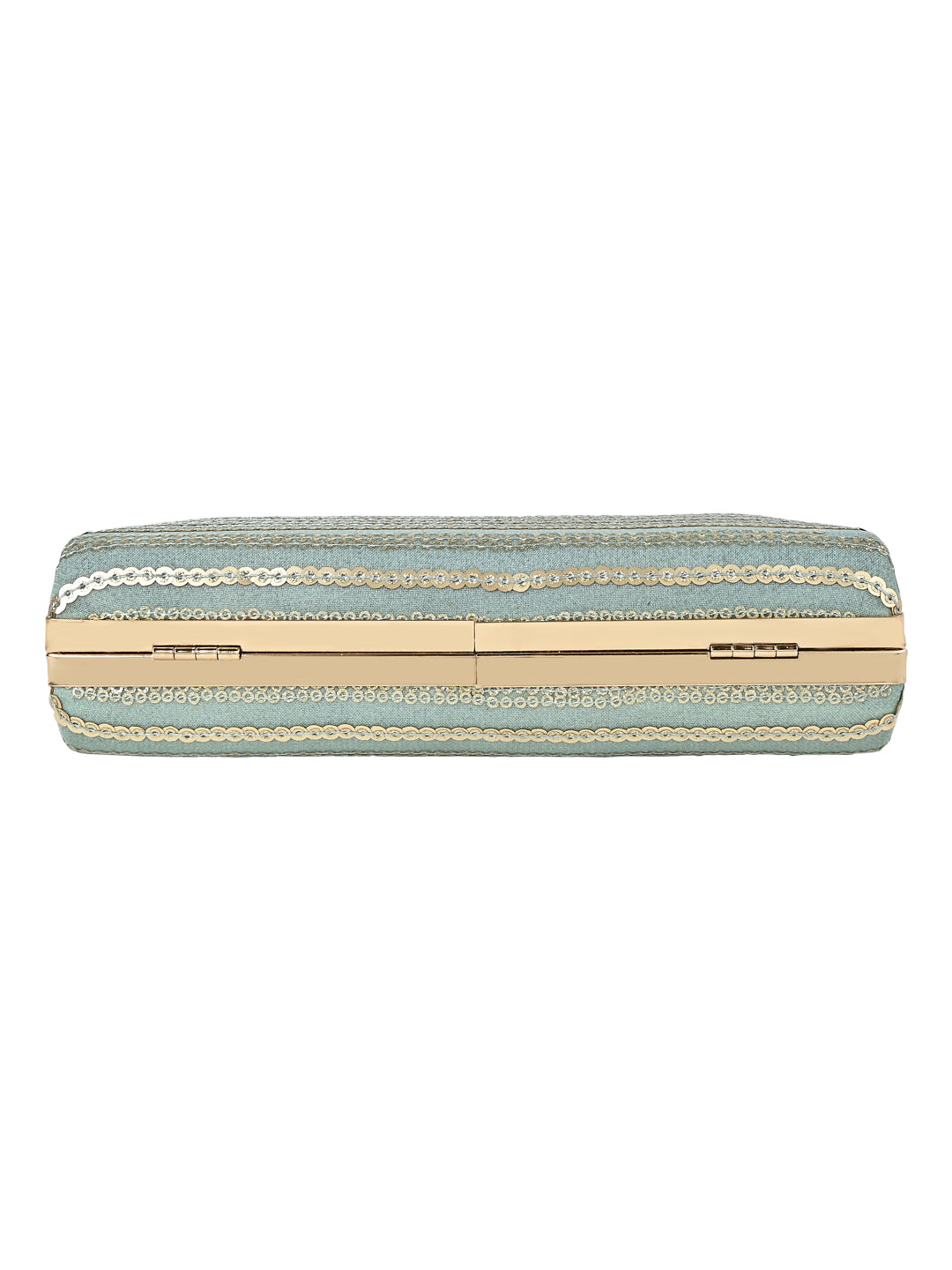 HORRA SEQUIN EMBELISSHED PARTY CLUTCH WITH HANDLE AND DETACHABLE CHAIN SLING