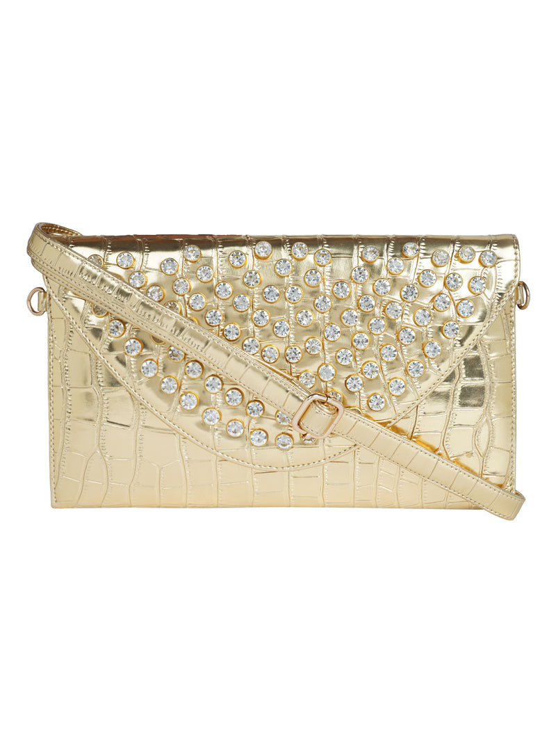 HORRA STONE STUDDED ENVELOPE WITH DETACHABLE CHAIN SLING